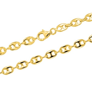 Bracelet composé d'une chaîne en maille grain de café en plaqué or jaune 18 carats.