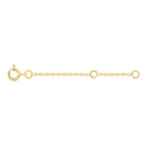 Extension avec fermoir anneau ressort en plaqué or jaune 18 carats de 3 et 5 cm de long.