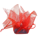Pochette emballage cadeau en organza de couleur rouge.<br/>Idéal pour écrin et boite cadeau pour bague, parure et collier.  Adolescent Adulte Enfant Femme Fille Garçon Homme Indémodable Mixte 