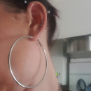 Grandes boucles d'oreilles créoles en acier argenté. Créoles Rond  Adolescent Adulte Femme Fille Indémodable 