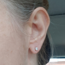Boucles d'oreilles puces mixtes en argent 925/000 rhodié et oxyde de zirconium. Puce Rond  Adulte Enfant Femme Fille Garçon Homme Indémodable Mixte 