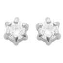 Boucles d'oreilles en argent 925/000 rhodié et oxyde de zirconium. Puce Rond  Adulte Enfant Femme Fille Garçon Homme Indémodable Mixte 