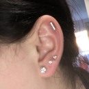 Boucles d'oreilles en argent 925/000 rhodié et oxyde de zirconium. Puce Rond  Adulte Enfant Femme Fille Garçon Homme Indémodable Mixte 