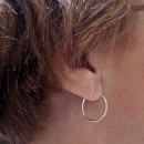 Boucles d'oreilles créoles en argent 925/000.<br/>Fil rond. Créoles Rond  Adulte Femme Indémodable 