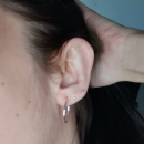 Boucles d'oreilles créoles en argent 925/000.<br/>Fil rond. Créoles Rond  Adulte Femme Indémodable 