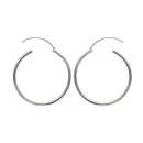 Boucles d'oreilles créoles en argent 925/000.<br/>Fil rond. Créoles Rond  Adulte Femme Indémodable 