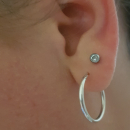 Boucles d'oreilles créoles en argent 925/000.<br/>Fil rond. Créoles Rond  Adulte Femme Indémodable 