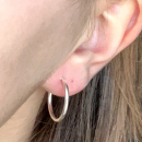 Boucles d'oreilles créoles en argent 925/000.<br/>Fil rond. Créoles Rond  Adulte Femme Indémodable 
