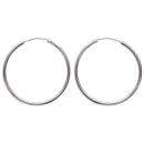 Boucles d'oreilles créoles en argent 925/000.<br/>Fil rond. Créoles Rond  Adulte Femme Indémodable 