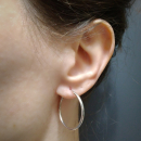 Boucles d'oreilles créoles en argent 925/000.<br/>Fil rond. Créoles Rond  Adulte Femme Indémodable 
