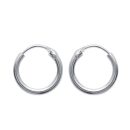Boucles d'oreilles créoles en argent 925/000.<br/>Fil rond. Créoles Rond  Adulte Femme Indémodable 