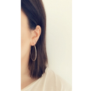 Boucles d'oreilles créoles en argent 925/000.<br/>Fil rond. Créoles Rond  Adulte Femme Indémodable 