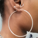 Boucles d'oreilles créoles en argent 925/000.<br/>Fil rond. Créoles Rond  Adulte Femme Indémodable 