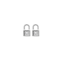 Lot de 2 pendentifs en forme de cadenas pour boucles d'oreilles créoles en argent 925/000 rhodié serti d'un oxyde de zirconium blanc.<br/>Taille adaptable pour créoles de 2 mm maximum de largeur. Cadenas Créoles Pendantes Strass  Adolescent Adulte Femme Fille Indémodable 
