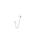 Une boucle d'oreille composée de deux puces avec chaîne en argent 925/000 rhodié serties d'oxydes de zirconium blancs de forme ronde. Pendantes Rond Strass  Adolescent Adulte Femme Fille Indémodable 