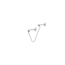 Une boucle d'oreille composée de deux puces avec chaîne en argent 925/000 rhodié serties d'oxydes de zirconium blancs de forme ronde. Pendantes Rond Strass  Adolescent Adulte Femme Fille Indémodable 