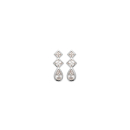 Boucles d'oreilles pendantes en argent 925/000 rhodié et 3 oxydes de zirconiums blancs sertis clos en forme de losange et de goutte. Goutte Losange Pendantes Strass  Adolescent Adulte Femme Fille Indémodable 