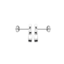 Boucles d'oreilles pendantes en argent 925/000 rhodié et 3 oxydes de zirconiums blancs sertis clos en forme de losange et de goutte. Goutte Losange Pendantes Strass  Adolescent Adulte Femme Fille Indémodable 