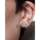 Boucles d'oreilles coeurs entrelacés en argent 925/000 rhodié et oxyde de zirconium. Coeur  Adulte Amour Femme Indémodable 