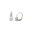 Boucles d'oreilles en argent 925/000 rhodié et oxyde de zirconium.<br/>Dormeuses.  Adulte Femme Indémodable 