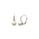 Boucles d'oreilles en argent 925/000 rhodié et perle d'imitation.<br/>Dormeuses. Boule Perle  Adulte Femme Indémodable Mariage 