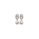 Boucles d'oreilles en argent 925/000 rhodié, oxyde de zirconium et perle d'imitation. Boule Perle  Adulte Femme Indémodable Mariage 