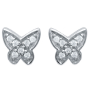 Boucles d'oreilles en argent 925/000 rhodié et oxyde de zircnium. Papillon  Adulte Animaux Enfant Femme Fille Indémodable 