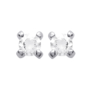 Boucles d'oreilles puces en argent 925/000 rhodié serties d'oxyde de zirconium blanc. Puce Rond  Adulte Enfant Femme Fille Garçon Homme Indémodable Mixte 