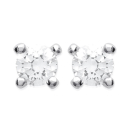Boucles d'oreilles en argent 925/000 rhodié et oxyde de zirconium. Puce Rond  Adulte Enfant Femme Fille Garçon Homme Indémodable Mixte 