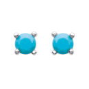 Boucles d'oreilles en argent 925/000 rhodié et pierres d'imitation turquoise. Carré Turquoise  Adolescent Adulte Femme Fille Indémodable 