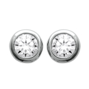 Boucles d'oreilles en argent 925/000 rhodié et oxyde de zirconium. Puce Rond  Adulte Enfant Femme Fille Garçon Homme Indémodable Mixte 