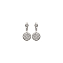 Boucles d'oreilles pendantes en argent 925/000 rhodié et oxydes de zirconium. Pendantes Rond Strass  Adolescent Adulte Femme Fille Indémodable 