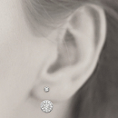 Boucles d'oreilles pendantes en argent 925/000 rhodié et oxydes de zirconium. Pendantes Rond Strass  Adolescent Adulte Femme Fille Indémodable 