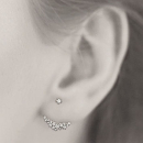 Boucles d'oreilles en argent 925/000 rhodié et oxyde de zirconium. Devant/Derrière  Adulte Femme Indémodable 