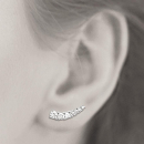 Boucles d'oreilles en argent 925/000 rhodié et oxyde de zirconium.  Adolescent Adulte Femme Fille Indémodable 