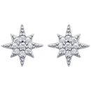 Boucles d'oreilles étoile en argent 925/000 rhodié pavées d'oxydes de zirconium blancs. Etoile  Adolescent Adulte Femme Fille Indémodable 