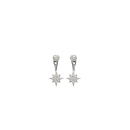 Boucles d'oreilles étoiles devant/derrière en argent 925/000 rhodié pavées d'oxydes de zirconium blancs.   Etoile Pendantes  Adolescent Adulte Femme Fille Indémodable 