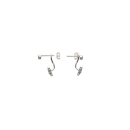 Boucles d'oreilles étoiles devant/derrière en argent 925/000 rhodié pavées d'oxydes de zirconium blancs.   Etoile Pendantes  Adolescent Adulte Femme Fille Indémodable 