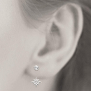Boucles d'oreilles étoiles devant/derrière en argent 925/000 rhodié pavées d'oxydes de zirconium blancs.   Etoile Pendantes  Adolescent Adulte Femme Fille Indémodable 
