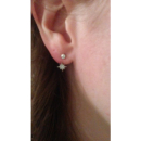 Boucles d'oreilles étoiles devant/derrière en argent 925/000 rhodié pavées d'oxydes de zirconium blancs.   Etoile Pendantes  Adolescent Adulte Femme Fille Indémodable 