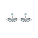 Boucles d'oreilles en argent 925/000 rhodié, oxyde de zirconium et pierre d'imitation turquoise. Pendantes Turquoise  Adolescent Adulte Femme Fille Indémodable 