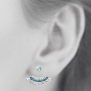 Boucles d'oreilles en argent 925/000 rhodié, oxyde de zirconium et pierre d'imitation turquoise. Pendantes Turquoise  Adolescent Adulte Femme Fille Indémodable 
