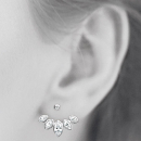 Boucles d'oreilles en argent 925/000 rhodié et oxyde de zirconium. Ovale Pendantes  Adolescent Adulte Femme Fille Indémodable 