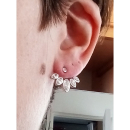 Boucles d'oreilles en argent 925/000 rhodié et oxyde de zirconium. Ovale Pendantes  Adolescent Adulte Femme Fille Indémodable 