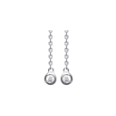 Boucles d'oreilles en argent 925/000 rhodié et oxyde de zirconium.  Pendantes Rond  Adolescent Adulte Femme Fille Indémodable 
