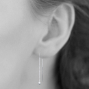 Boucles d'oreilles en argent 925/000 rhodié et oxyde de zirconium.  Pendantes Rond  Adolescent Adulte Femme Fille Indémodable 