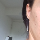 Boucles d'oreilles en argent 925/000 rhodié et oxyde de zirconium.  Pendantes Rond  Adolescent Adulte Femme Fille Indémodable 