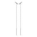 Boucles d'oreilles en argent 925/000 rhodié et oxyde de zirconium. Pendantes Rectangle  Adolescent Adulte Femme Fille Indémodable 
