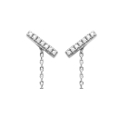Boucles d'oreilles en argent 925/000 rhodié et oxyde de zirconium. Pendantes Rectangle  Adolescent Adulte Femme Fille Indémodable 