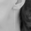 Boucles d'oreilles en argent 925/000 rhodié et oxyde de zirconium. Pendantes Rectangle  Adolescent Adulte Femme Fille Indémodable 
